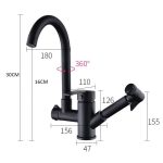 Baterie bucatarie pipa lebada si dus extractabil negru mat, 6157, trendysanitary.ro