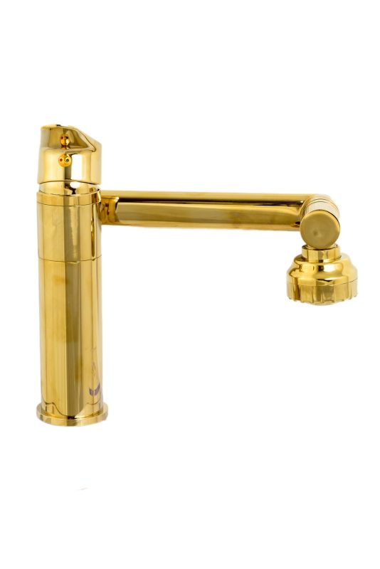 Baterii chiuveta baie, Baterie lavoar TRENDY S, pipa mobila , perlator reglabil , cu doua functii, gold, trendysanitary.ro