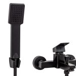 Baterie cada , pipa fixa , montare pe perete , negru mat, 2581, trendysanitary.ro
