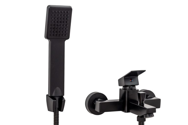 Baterie cada, Baterie cada , pipa fixa , montare pe perete , negru mat, trendysanitary.ro