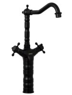 Baterie de bucătărie tip lebădă, pipă înaltă, mobilă, negru mat, 2718, trendysanitary.ro