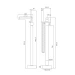 Baterie cada freestanding , design rectangular ,gold, 8133, trendysanitary.ro