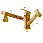 Baterie lavoar , TRENDY S, pipa mobila , para de dus extractabila, gold, 1823, trendysanitary.ro