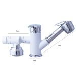 Baterie lavoar , TRENDY S, pipa mobila , para de dus extractabila , white-chrom, 616, trendysanitary.ro