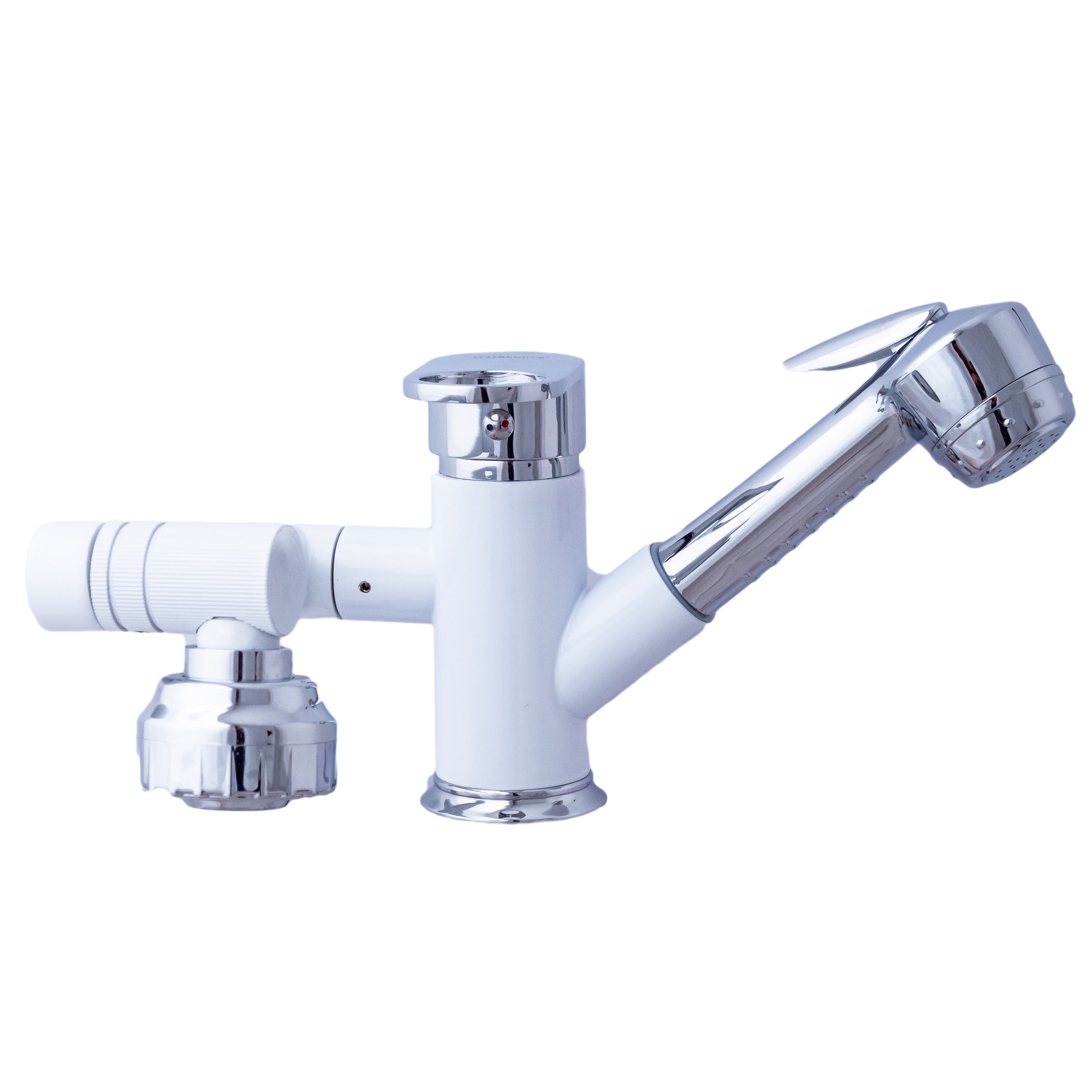 17761859 Baterie lavoar , TRENDY S, pipa mobila , para de dus extractabila , white-chrom, 7911, trendysanitary.ro