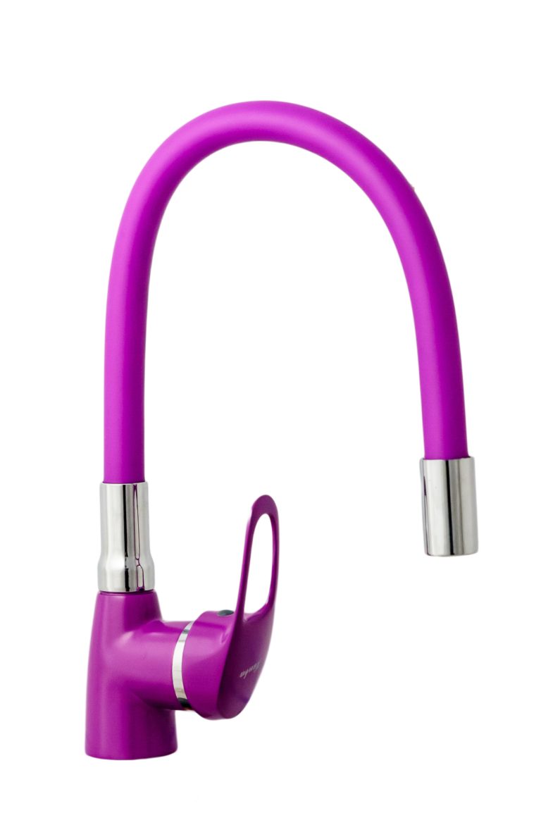 Baterii chiuveta bucatarie, Baterie bucatarie tip lebada pipa flexibila,mov, trendysanitary.ro