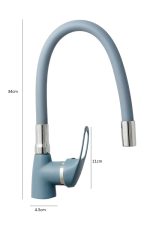 Baterie bucatarie tip lebada pipa flexibila gri, 8993, trendysanitary.ro