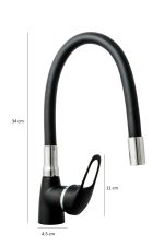 Baterie bucatarie tip lebada,pipa flexibila neagra, 3895, trendysanitary.ro