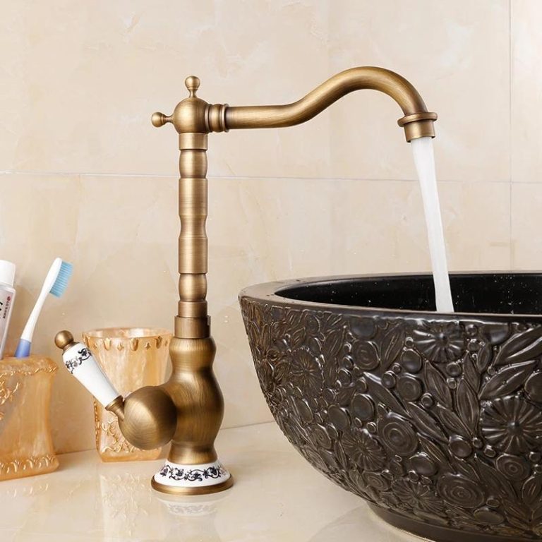 Baterii chiuveta bucatarie, Baterie bucatarie bronz antichizat cu broderie ceramica, trendysanitary.ro