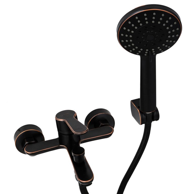 Baterie cada , pipa fixa negru antichizat, 7298, trendysanitary.ro