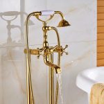 Baterie cada freestanding,dubla comanda gold, 650, trendysanitary.ro