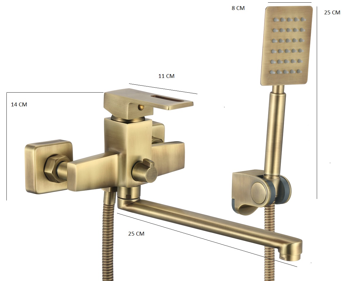 32913950 Baterie cada  montare pe perete, bronz antichizat, 9630, trendysanitary.ro