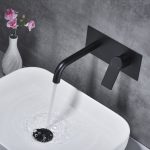 Baterie lavoar  incastrata in perete, negru mat, 1164, trendysanitary.ro