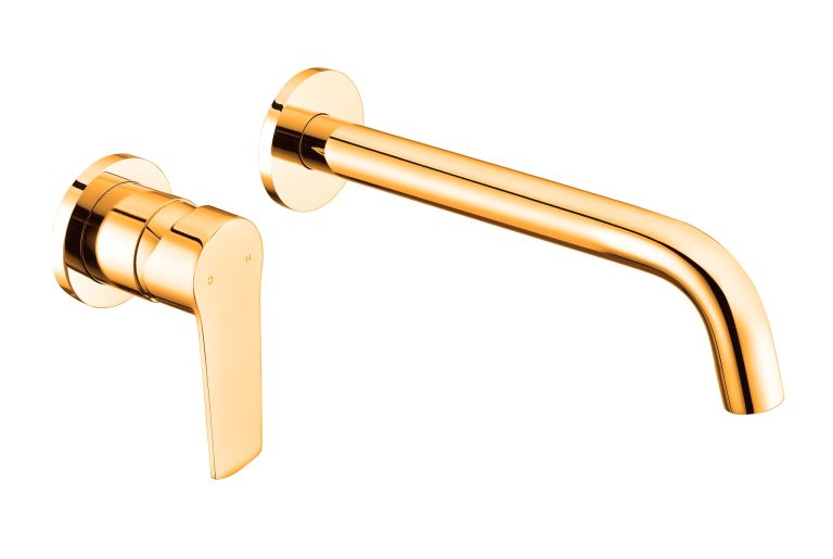 Baterii chiuveta baie, Baterie lavoar,  monocomanda, incastrata in perete, gold, trendysanitary.ro