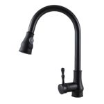 Baterie chiuvetă bucătărie înaltă, cu duș extensibil, finisaj negru, 6610, trendysanitary.ro