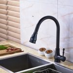 Baterie chiuvetă bucătărie înaltă, cu duș extensibil, finisaj negru, 2538, trendysanitary.ro