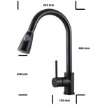 Baterie lebada cu dus extractabil montare chiuveta bucatarie sau blat, 2666, trendysanitary.ro