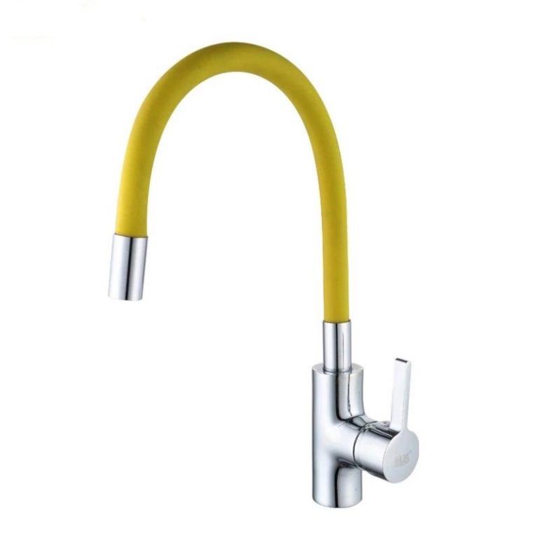 Baterie bucatarie pipa flexibila galben, 2640, trendysanitary.ro
