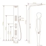 Panou dus hidromasaj inox 5 functii Digital Thermo Black Satin TRENDY’S, 961, trendysanitary.ro