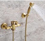 Baterie Cabină Duș cu Prindere pe Perete, Stil Bambus, Finisaj Bronz Antichizat, 6009, trendysanitary.ro
