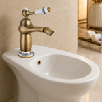 Baterie bideu, bronz antichizat, cu broderie ceramică, 7309, trendysanitary.ro