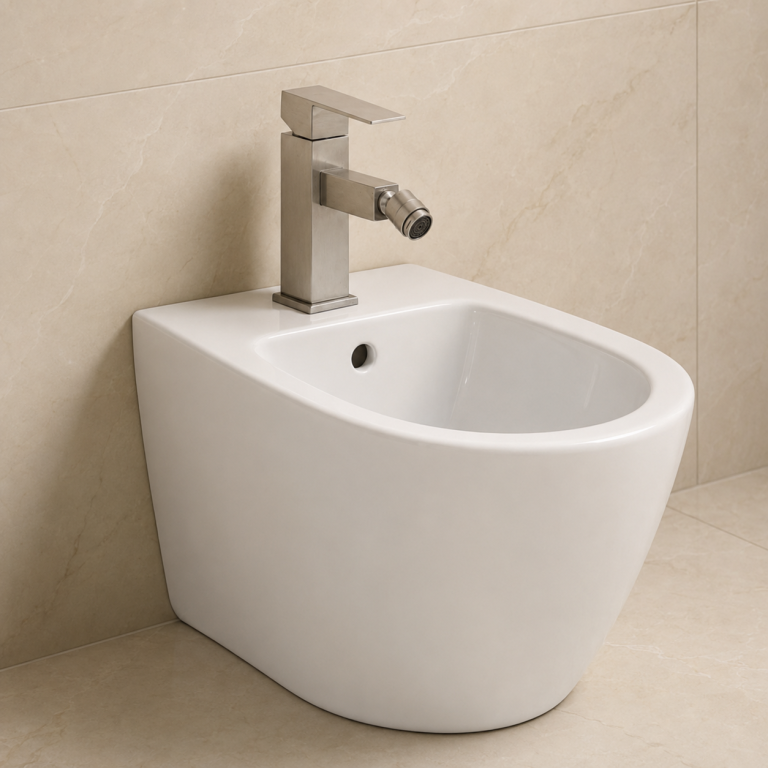 Baterii bideu, Baterie bideu desing rectangular, aspect satinat, trendysanitary.ro