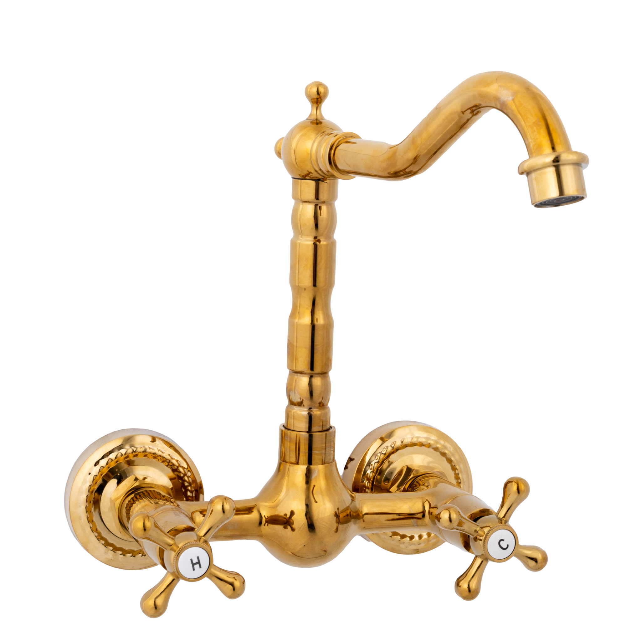 Baterie bucatarie prindere pe perete gold, 258, trendysanitary.ro