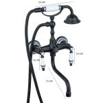 Baterie cada, montare pe perete, pipa lunga mobila , negru mat cu broderie ceramica, 3092, trendysanitary.ro