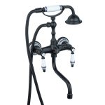 Baterie cada, montare pe perete, pipa lunga mobila , negru mat cu broderie ceramica, 2227, trendysanitary.ro