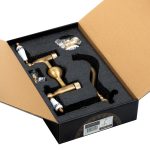 Baterie bucatarie montare pe perete,tip lebada, bronz antichizat cu broderie ceramica, 6349, trendysanitary.ro