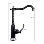 Baterie bucătărie, negru mat, cu broderie ceramică, 7110, trendysanitary.ro