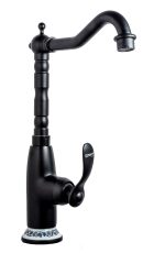 Baterie bucătărie, negru mat, cu broderie ceramică, 4884, trendysanitary.ro
