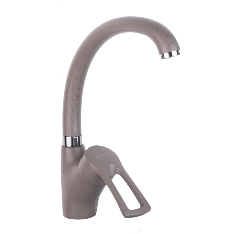 Baterie bucătărie TRENDY’S, tip lebădă, finisaj granit gri, 8816, trendysanitary.ro