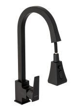 Baterie bucatarie, para de dus extractabila , negru mat, 4459, trendysanitary.ro