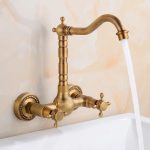 Baterie bucătărie lebădă – Prindere perete, bronz antichizat, 466, trendysanitary.ro