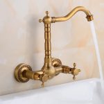 Baterie bucătărie lebădă – Prindere perete, bronz antichizat, 5280, trendysanitary.ro