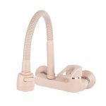 Baterie bucatarie prindere pe perete pipa flexibila perlator doua functii granit bej, 7871, trendysanitary.ro