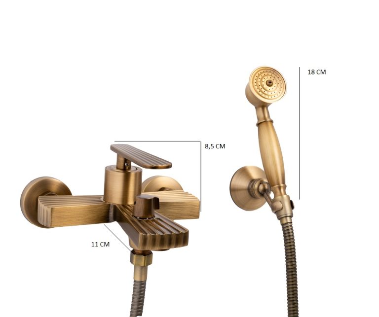 Baterii Sanitare Moderne, Baterie cada montare pe perete , bronz antichizat, trendysanitary.ro