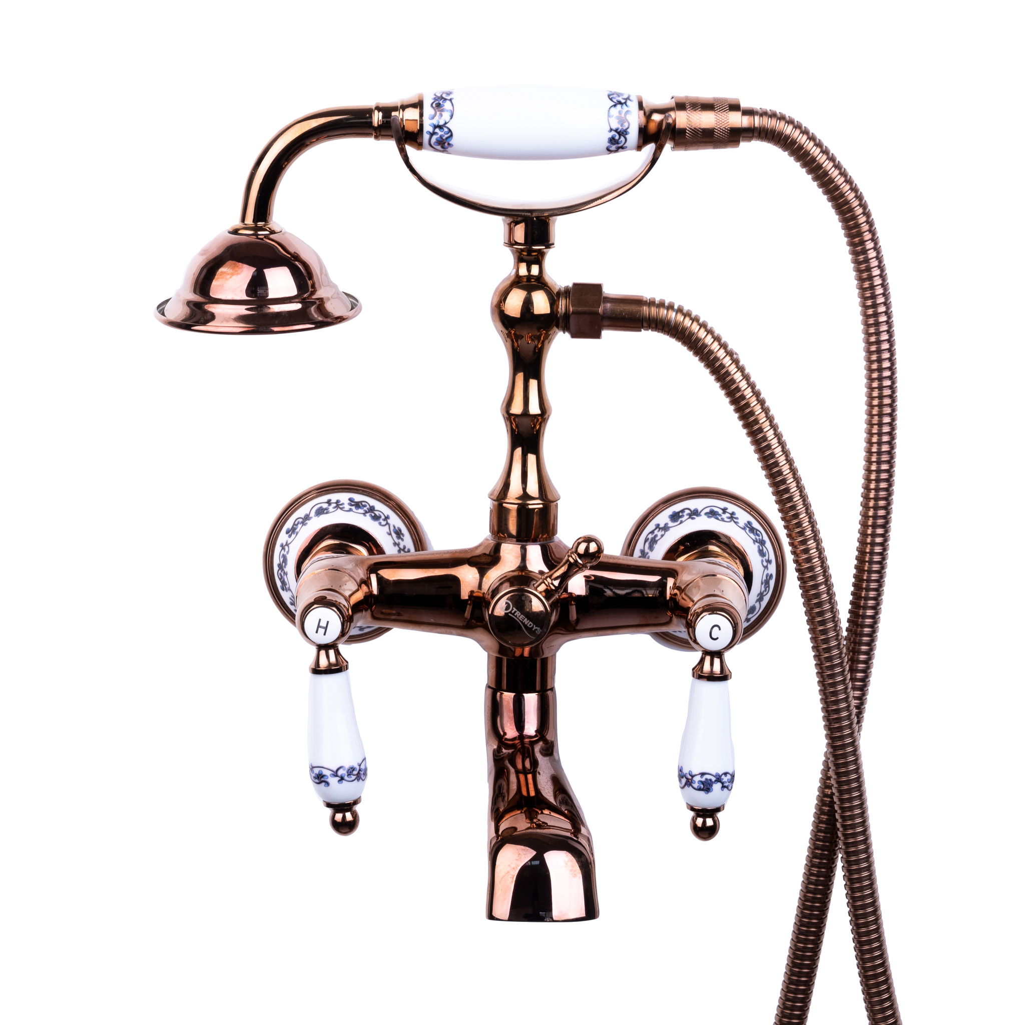 Baterie cada montare pe perete, gold, cu broderie ceramica, 4034, trendysanitary.ro