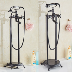 Baterie cada freestanding,  dubla comanda, negru mat, 3703, trendysanitary.ro