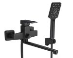 Baterie cada montare pe perete negru mat, 7734, trendysanitary.ro