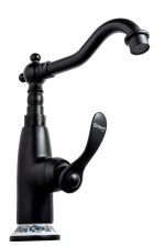 Baterie lavoar, inaltime medie, negru mat cu broderie ceramica, 2634, trendysanitary.ro