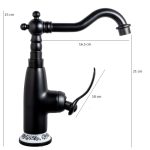 Baterie lavoar, inaltime medie, negru mat cu broderie ceramica, 3373, trendysanitary.ro