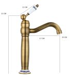 Baterie lavoar, montare pe blat, bronz antichizat, cu broderie ceramică, 4481, trendysanitary.ro