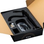 Baterie lavoar , montare pe blat, negru mat cu broderie ceramica, 7533, trendysanitary.ro