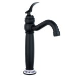 Baterie lavoar , montare pe blat, negru mat cu broderie ceramica, 5101, trendysanitary.ro