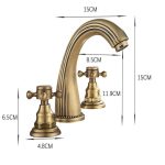 Baterie lavoar cu trei căi, montare pe chiuvetă, bronz antichizat, 2437, trendysanitary.ro