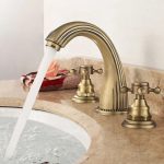 Baterie lavoar cu trei căi, montare pe chiuvetă, bronz antichizat, 2706, trendysanitary.ro