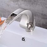 Baterie lavoar montare chiuveta baie cascada inox satinat, 421, trendysanitary.ro