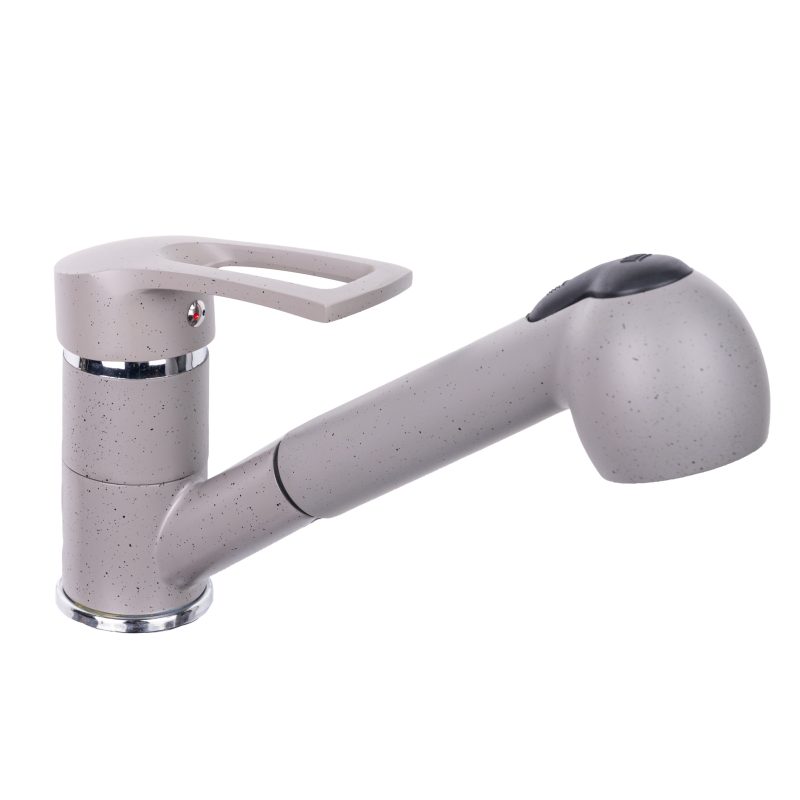Baterii chiuveta baie, Baterie lavoar para dus extractabila,granit gri,TRENDY S, trendysanitary.ro